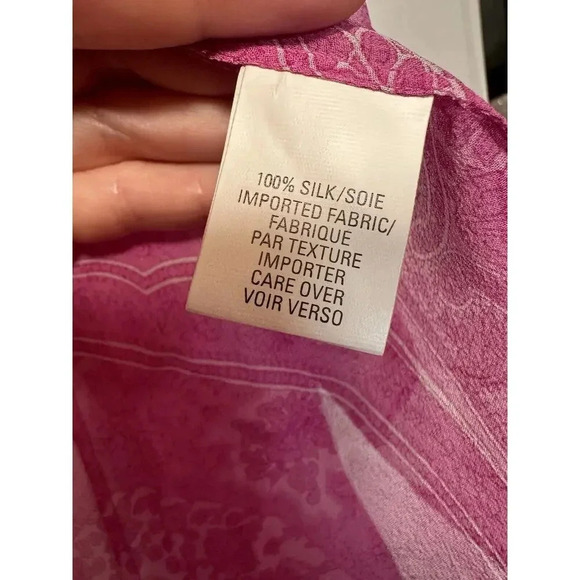 Vintage 100% Silk Anne Klein Long Sleeve Sheer Button Up Women Sz 12 Cowgirlcore - Picture 4 of 4